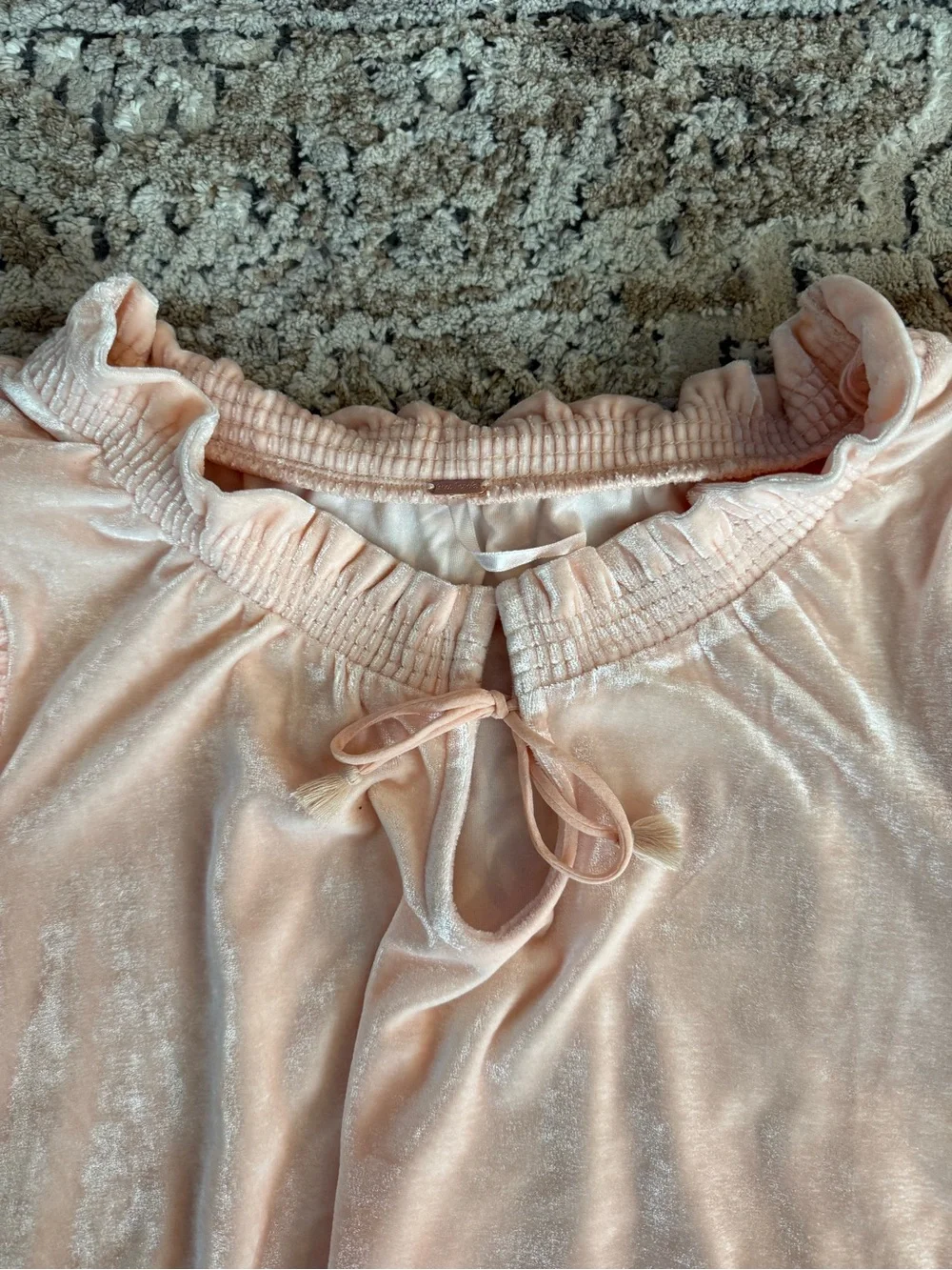 Free People Soft Blush Velvet Puff Sleeve Top